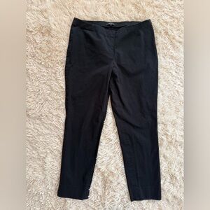 Lafayette 148 cotton stretch ankle pants Chrystie black SZ 14 side zip mid rise